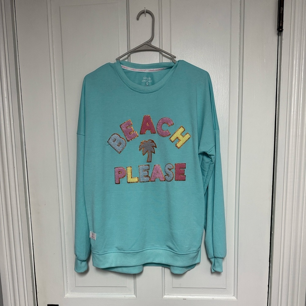 Simply Southern Blue 'Beach Please' Sweatshirt